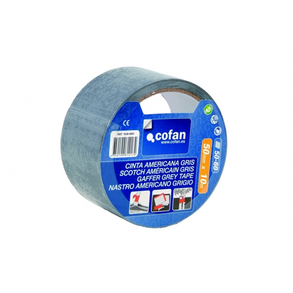 CINTA AMERICANA GRIS 180 Micras 50mm X 10 Mts